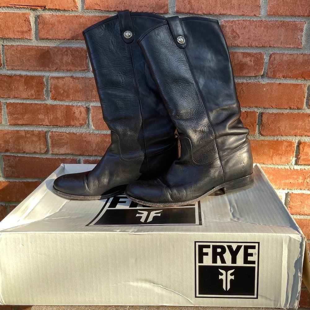 Frye Melissa Button (77167) Women’s Sz 10 Black Italian Leather Equestrian Boots